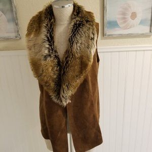 COPY - Chico's Faux Suede/Fur Carmel Brown Vest/Jacket Size 0